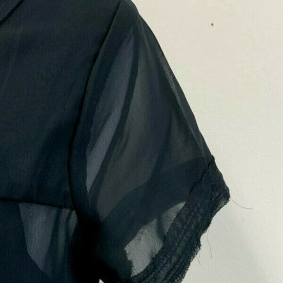 Converse One Star S Semi Sheer Black Tie Waist Tiered Ruffle Dress - Picture 4 of 9